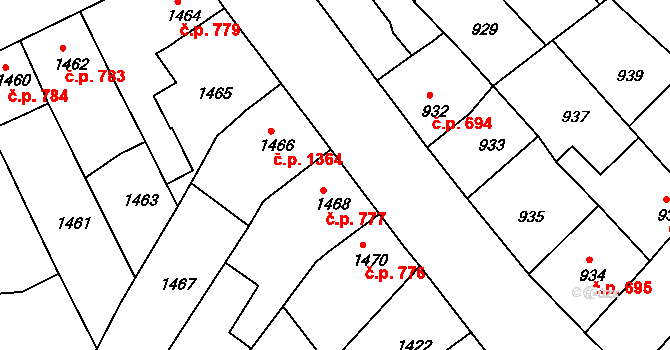 Třešť 777 na parcele st. 1468 v KÚ Třešť, Katastrální mapa