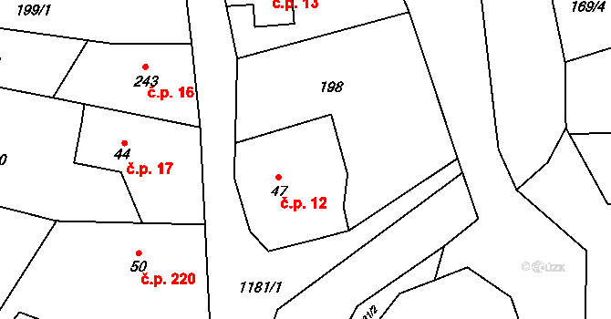 Bohdíkov 12 na parcele st. 47 v KÚ Dolní Bohdíkov, Katastrální mapa