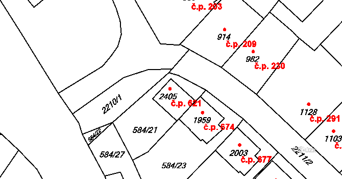 Beroun-Závodí 621, Beroun na parcele st. 2405 v KÚ Beroun, Katastrální mapa