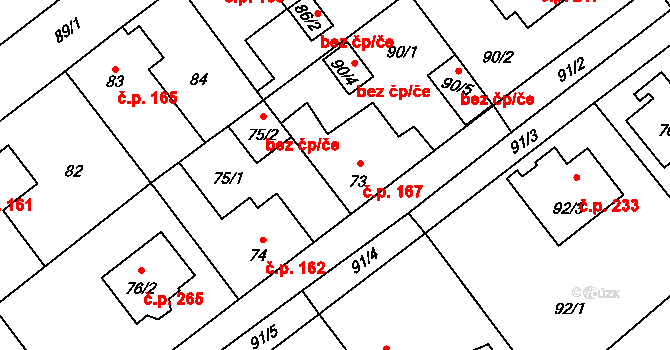 Svinařov 167 na parcele st. 73 v KÚ Svinařov u Kladna, Katastrální mapa