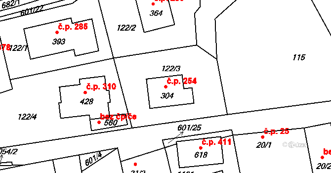 Středokluky 254 na parcele st. 304 v KÚ Středokluky, Katastrální mapa