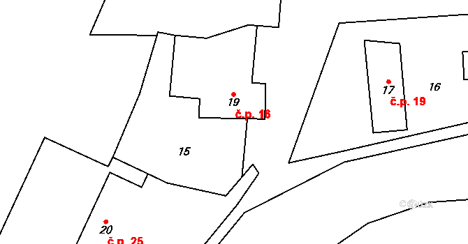 Travná 16, Horní Bradlo na parcele st. 19 v KÚ Travná u Horního Bradla, Katastrální mapa