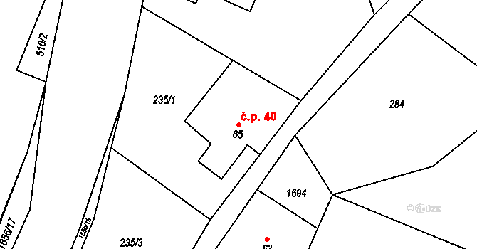 Rejhotice 40, Loučná nad Desnou na parcele st. 65 v KÚ Rejhotice, Katastrální mapa
