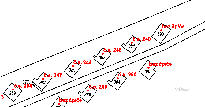 Křivoklát 246 na parcele st. 383 v KÚ Křivoklát, Katastrální mapa