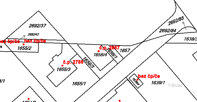 Stodůlky 2867, Praha na parcele st. 1656/4 v KÚ Stodůlky, Katastrální mapa