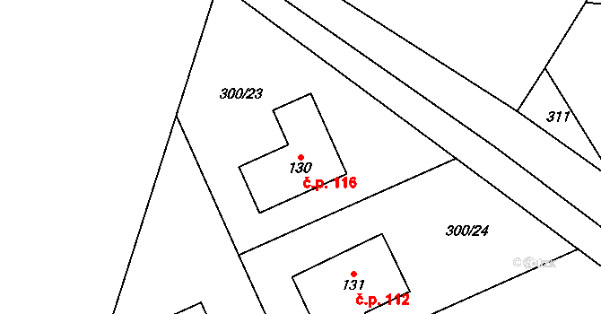 Chlístov 116 na parcele st. 130 v KÚ Chlístov u Rokytnice nad Rokytnou, Katastrální mapa