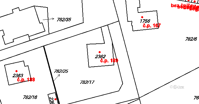 Nádražní Předměstí 189, Český Krumlov na parcele st. 2362 v KÚ Český Krumlov, Katastrální mapa
