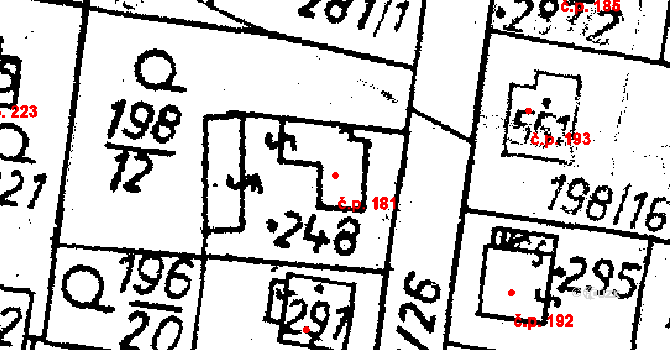 Lukavec 181 na parcele st. 248 v KÚ Lukavec u Pacova, Katastrální mapa