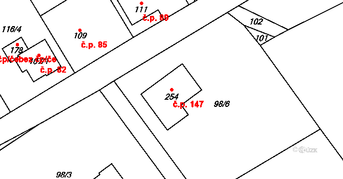Lipnice 147, Dvůr Králové nad Labem na parcele st. 254 v KÚ Lipnice u Dvora Králové, Katastrální mapa