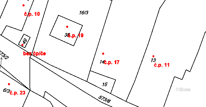 Robčice 17, Kozojedy na parcele st. 14 v KÚ Robčice, Katastrální mapa