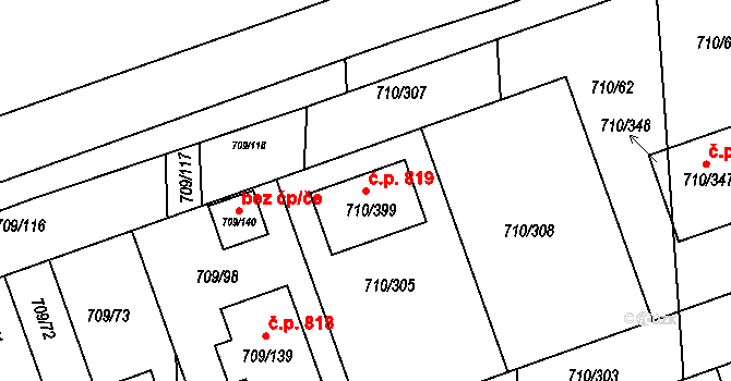 Poříčí 819, Boršov nad Vltavou na parcele st. 710/399 v KÚ Boršov nad Vltavou, Katastrální mapa