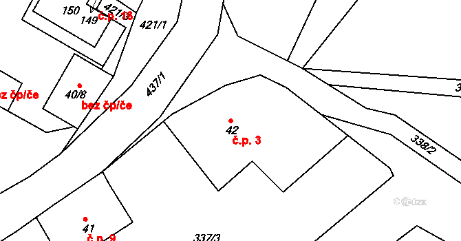 Chlínky 3, Vrbice na parcele st. 42 v KÚ Vrbice u Kostelce nad Orlicí, Katastrální mapa