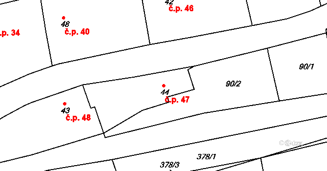 Lipovka 47, Rychnov nad Kněžnou na parcele st. 44 v KÚ Lipovka u Rychnova nad Kněžnou, Katastrální mapa