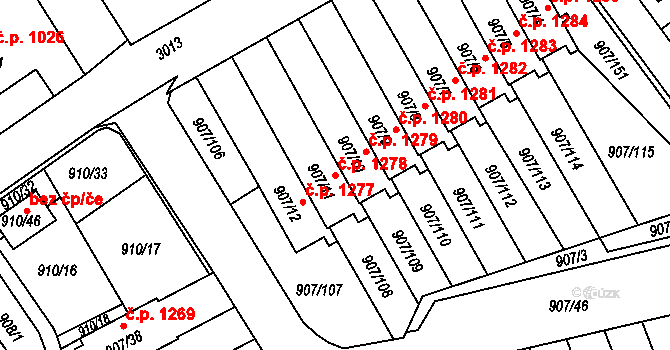 Rychnov nad Kněžnou 1278 na parcele st. 907/11 v KÚ Rychnov nad Kněžnou, Katastrální mapa