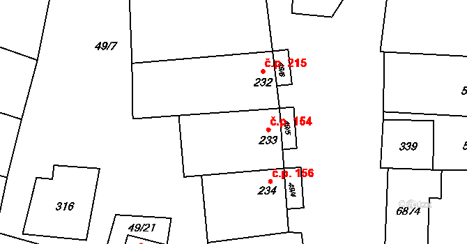 Brumovice 154 na parcele st. 233 v KÚ Brumovice, Katastrální mapa