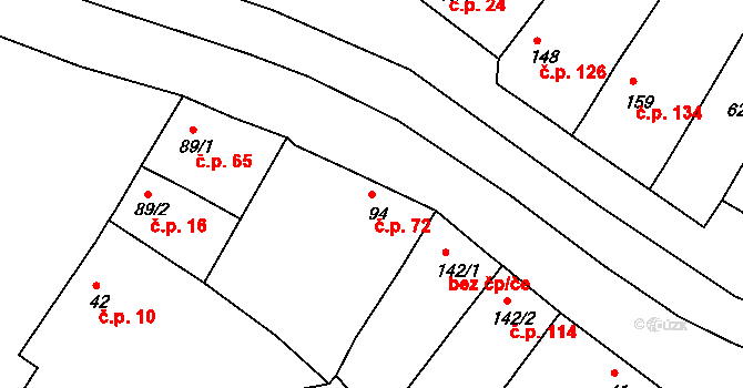 Žopy 72, Holešov na parcele st. 94 v KÚ Žopy, Katastrální mapa