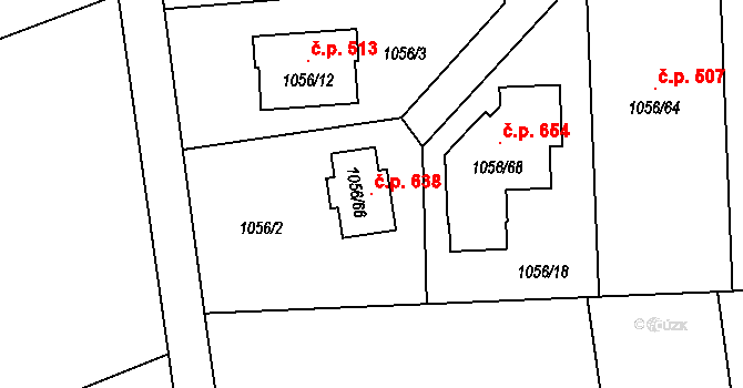 Píšť 638 na parcele st. 1056/66 v KÚ Píšť, Katastrální mapa