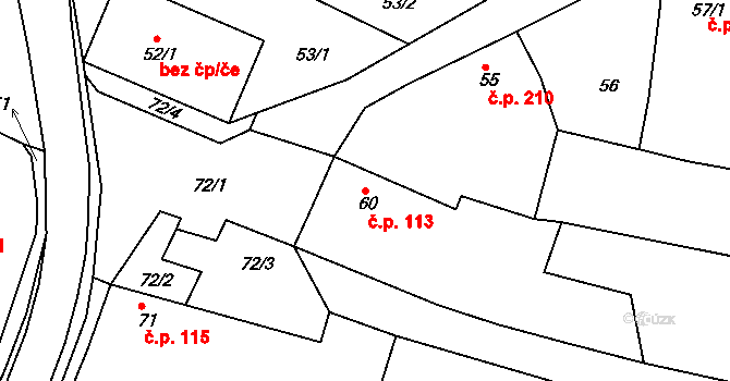 Štítary 113 na parcele st. 60 v KÚ Štítary na Moravě, Katastrální mapa