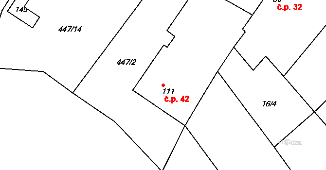 Horka I 42 na parcele st. 111 v KÚ Horka u Žehušic, Katastrální mapa
