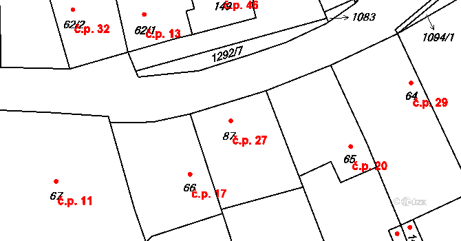 Kaliště u Lipí 27, Lipí na parcele st. 87 v KÚ Kaliště u Lipí, Katastrální mapa