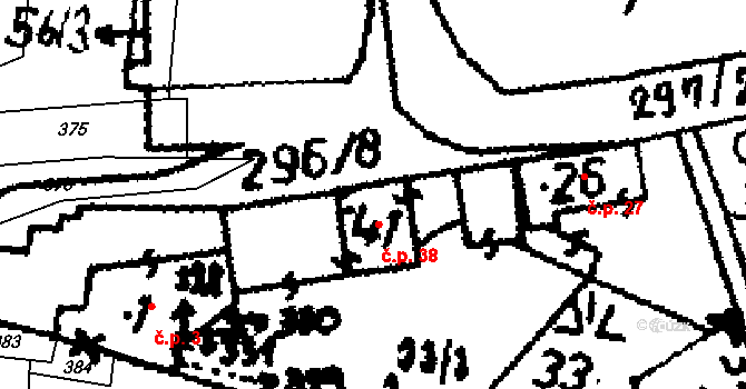 Čeradice 38, Klobuky na parcele st. 41 v KÚ Čeradice u Pálečku, Katastrální mapa