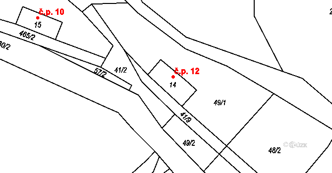 Horní Dřevíč 12, Stárkov na parcele st. 14 v KÚ Horní Dřevíč, Katastrální mapa