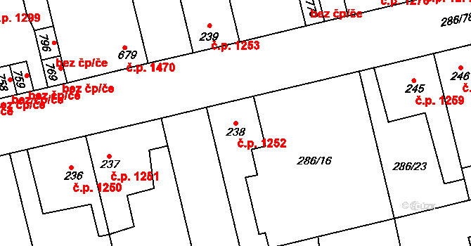 Švermov 1252, Kladno na parcele st. 238 v KÚ Hnidousy, Katastrální mapa