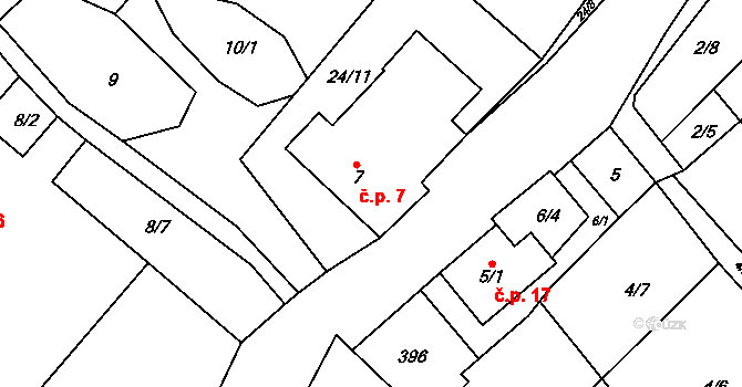Velký Jeníkov 7, Studená na parcele st. 7 v KÚ Velký Jeníkov, Katastrální mapa