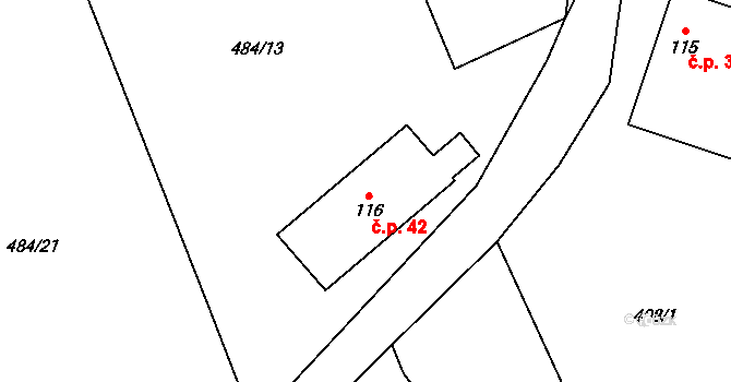 Javorník 42, Proseč pod Ještědem na parcele st. 116 v KÚ Javorník u Českého Dubu, Katastrální mapa