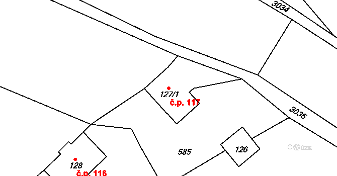 Dolní Rokytnice 117, Rokytnice nad Jizerou na parcele st. 127/1 v KÚ Dolní Rokytnice, Katastrální mapa
