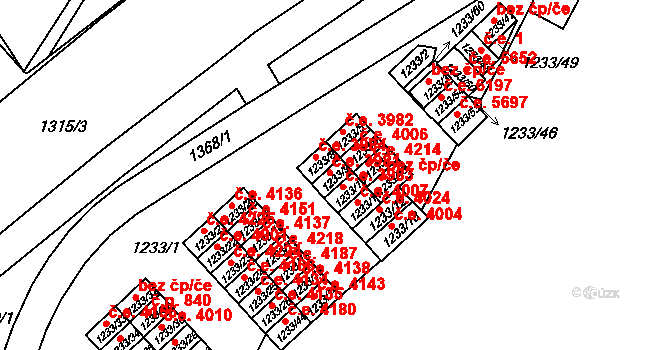 Bukov 3981, Ústí nad Labem na parcele st. 1233/9 v KÚ Bukov, Katastrální mapa