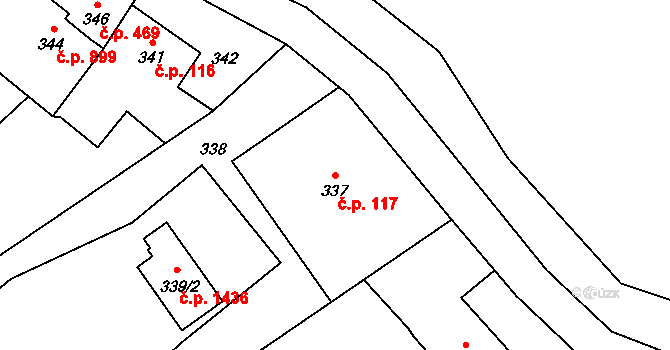 Dolní Lutyně 117 na parcele st. 337 v KÚ Dolní Lutyně, Katastrální mapa
