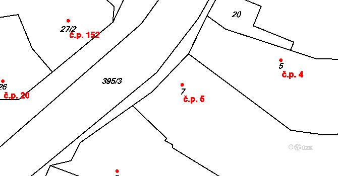 Choťánky 5 na parcele st. 7 v KÚ Choťánky, Katastrální mapa