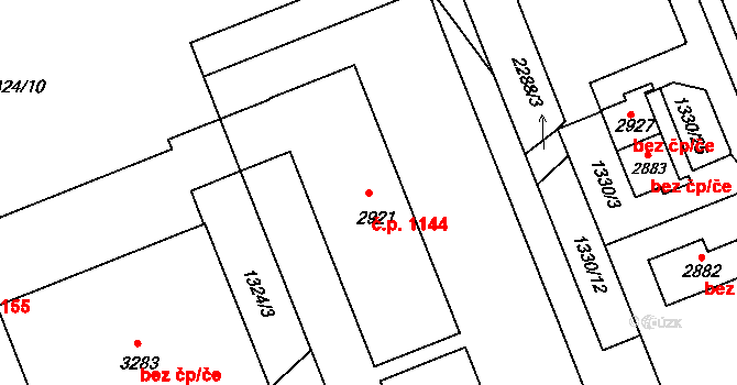 Litomyšl-Město 1144, Litomyšl na parcele st. 2921 v KÚ Litomyšl, Katastrální mapa