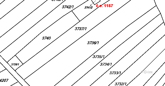 Řečkovice 250, Brno na parcele st. 3736/1 v KÚ Řečkovice, Katastrální mapa