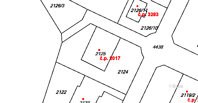 Teplice 2017 na parcele st. 2125 v KÚ Teplice, Katastrální mapa