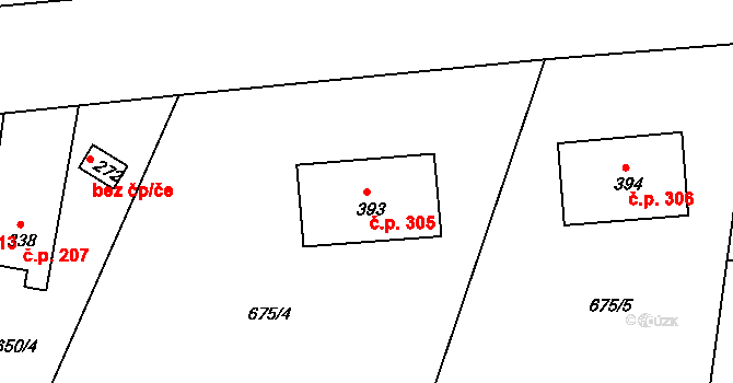 Lubno 305, Frýdlant nad Ostravicí na parcele st. 393 v KÚ Lubno, Katastrální mapa