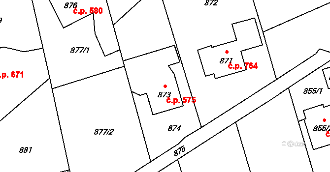 Vendryně 575 na parcele st. 873 v KÚ Vendryně, Katastrální mapa