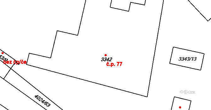 Sokolov 77 na parcele st. 3342 v KÚ Sokolov, Katastrální mapa