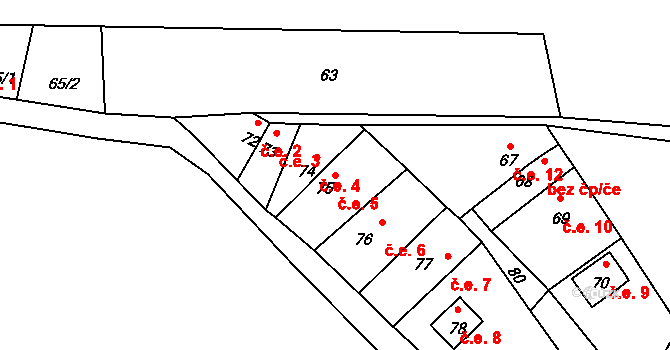 Vítkov 5, Česká Lípa na parcele st. 75 v KÚ Vítkov u Dobranova, Katastrální mapa