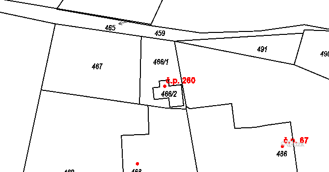 Závišice 260 na parcele st. 466/2 v KÚ Závišice, Katastrální mapa