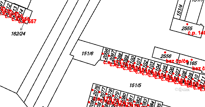 Kyjov 171 na parcele st. 2096 v KÚ Kyjov, Katastrální mapa