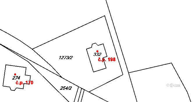 Volanov 198, Trutnov na parcele st. 332 v KÚ Volanov, Katastrální mapa