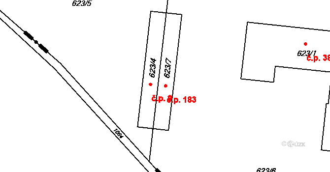 Vrbice 183, Bohumín na parcele st. 623/7 v KÚ Vrbice nad Odrou, Katastrální mapa