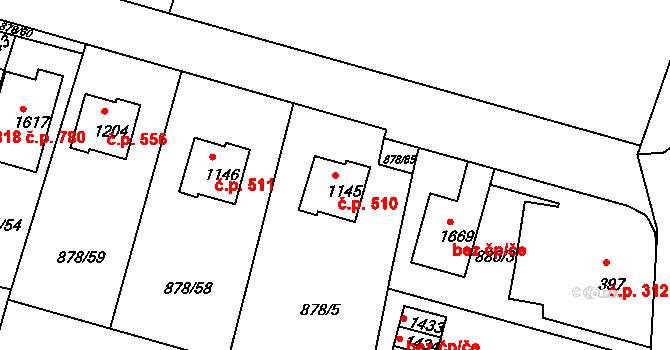 Votice 510 na parcele st. 1145 v KÚ Votice, Katastrální mapa