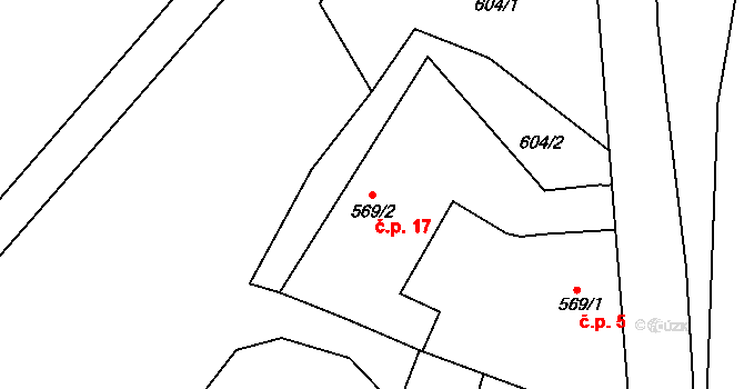 Purkratice 17, Písek na parcele st. 569/2 v KÚ Písek, Katastrální mapa