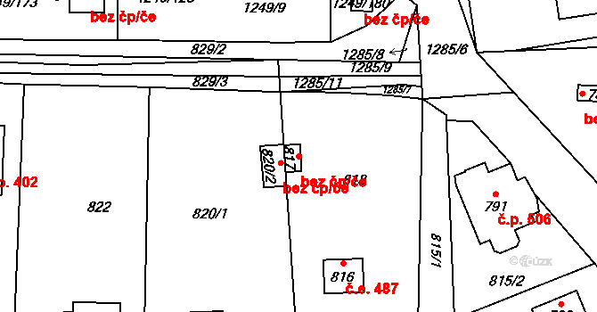 Lety 43414052 na parcele st. 817 v KÚ Lety u Dobřichovic, Katastrální mapa