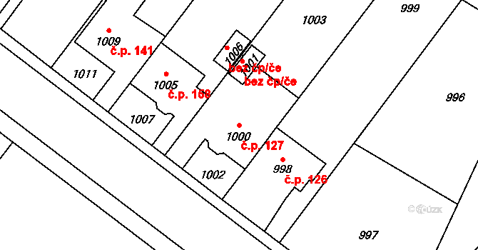 Jaktař 127, Opava na parcele st. 1000 v KÚ Jaktař, Katastrální mapa