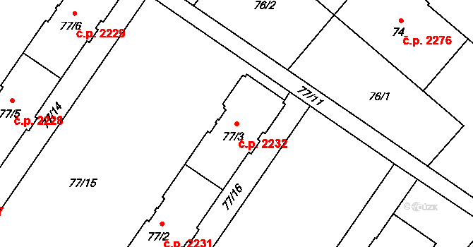 Předměstí 2232, Opava na parcele st. 77/3 v KÚ Opava-Předměstí, Katastrální mapa