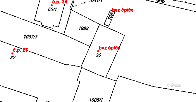 Mezholezy 45248052 na parcele st. 36 v KÚ Mezholezy u Horšovského Týna, Katastrální mapa